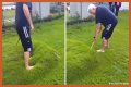 Man pops giant lawn bubble in his backyard and the footage immediately goes viral